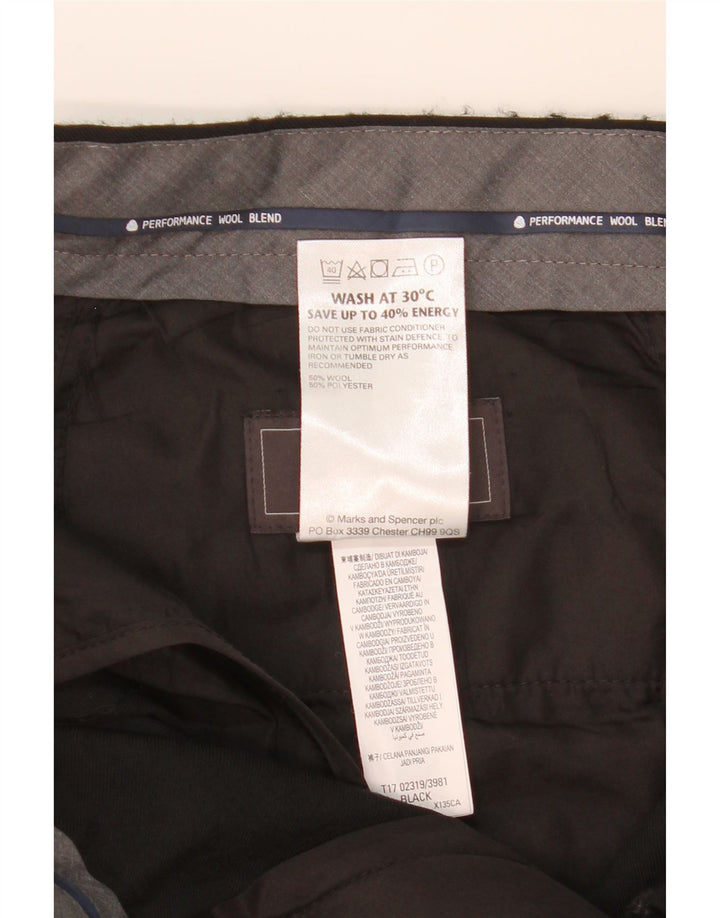 MARKS & SPENCER Herre Regular Fit Suit Bukser W34 L31 Sort Uld