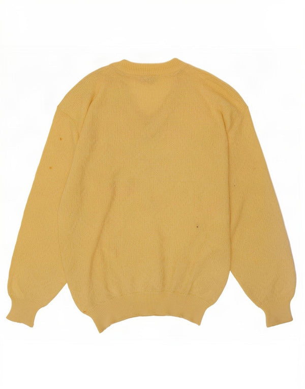 Adler Herre Loose Fit V-hals sweater IT 50 Medium Gul Geometrisk
