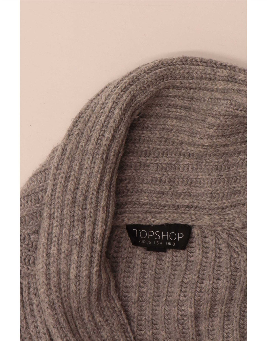 Topshop Dame Oversized Cardigan Sweater UK 8 Small Grå Akryl
