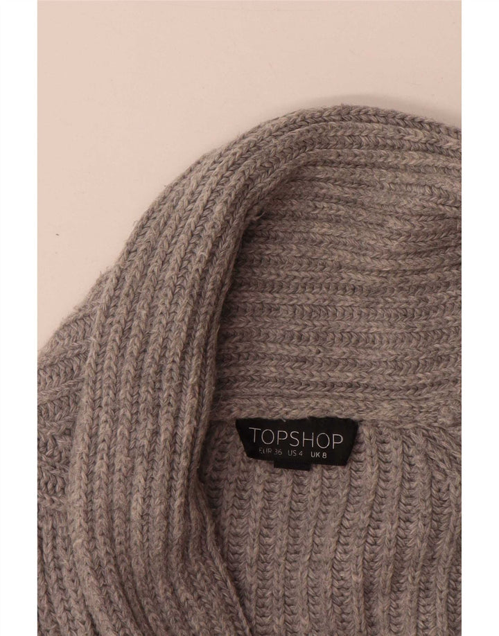 Topshop Dame Oversized Cardigan Sweater UK 8 Small Grå Akryl