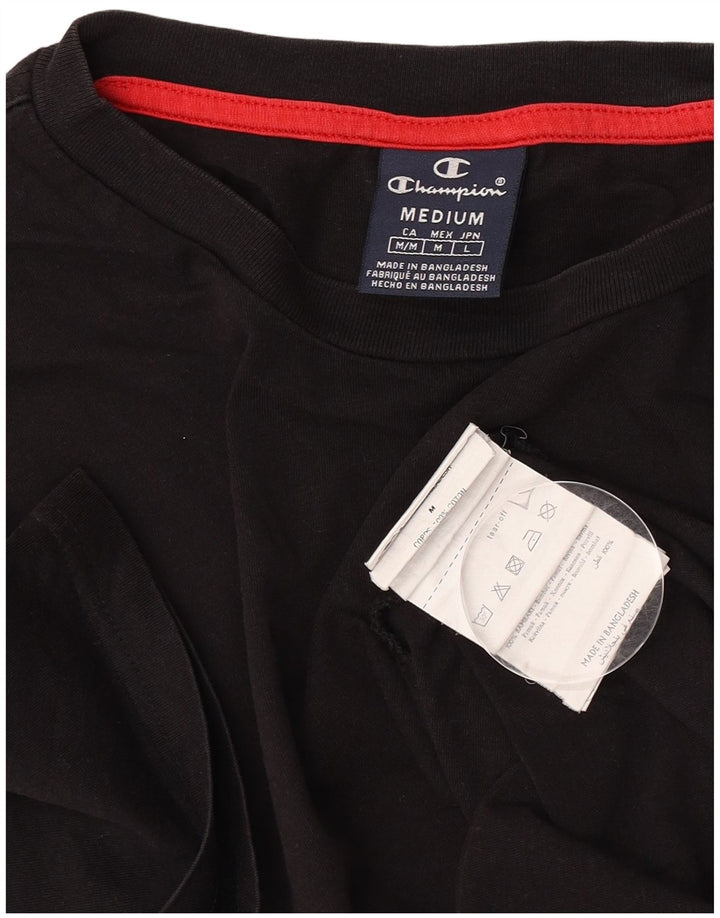 Champion Herre T-Shirt Top Medium Sort Bomuld
