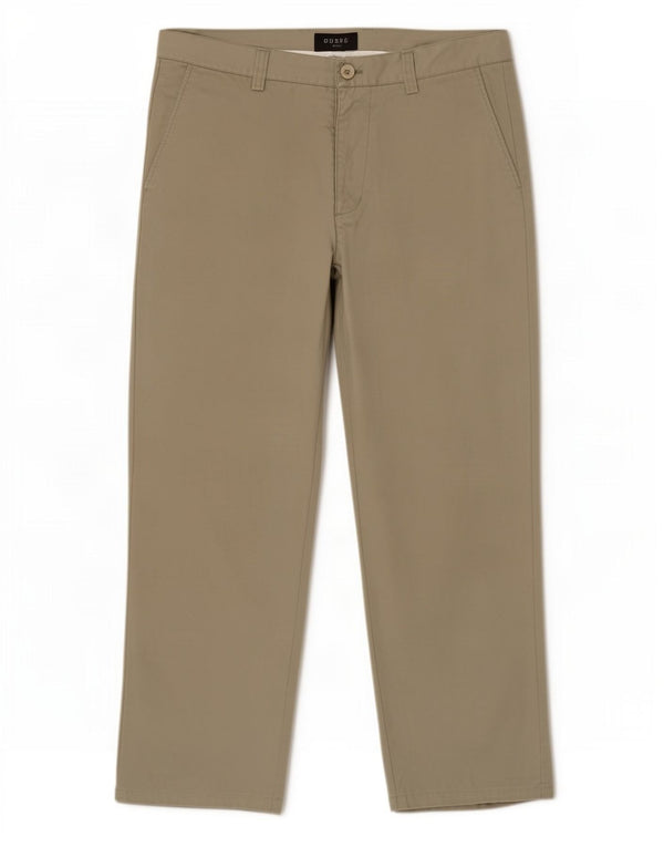 Guess Mens Straight Chino Trousers W34 L28 Khaki Cotton