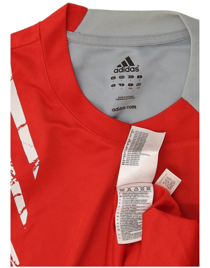Adidas Herre Climacool Grafisk T-Shirt Top Stor Rød Colourblock Polyester