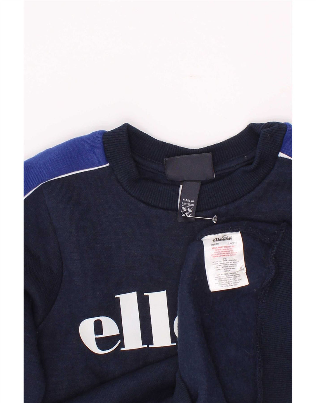 Ellesse Boys Grafisk Sweatshirt Jumper 5-6 år Navy Blue Colourblock