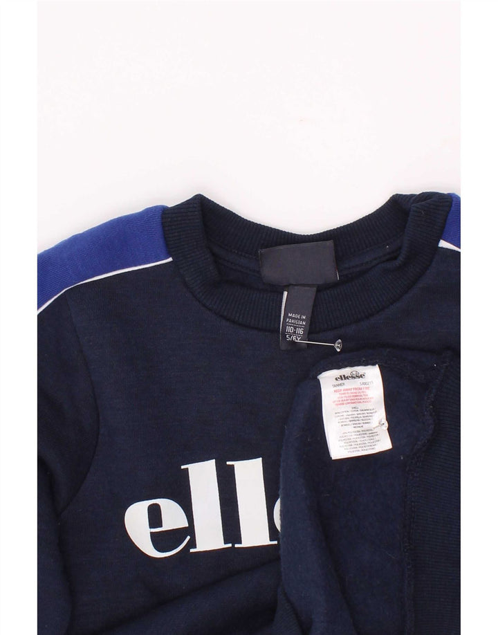 Ellesse Boys Grafisk Sweatshirt Jumper 5-6 år Navy Blue Colourblock
