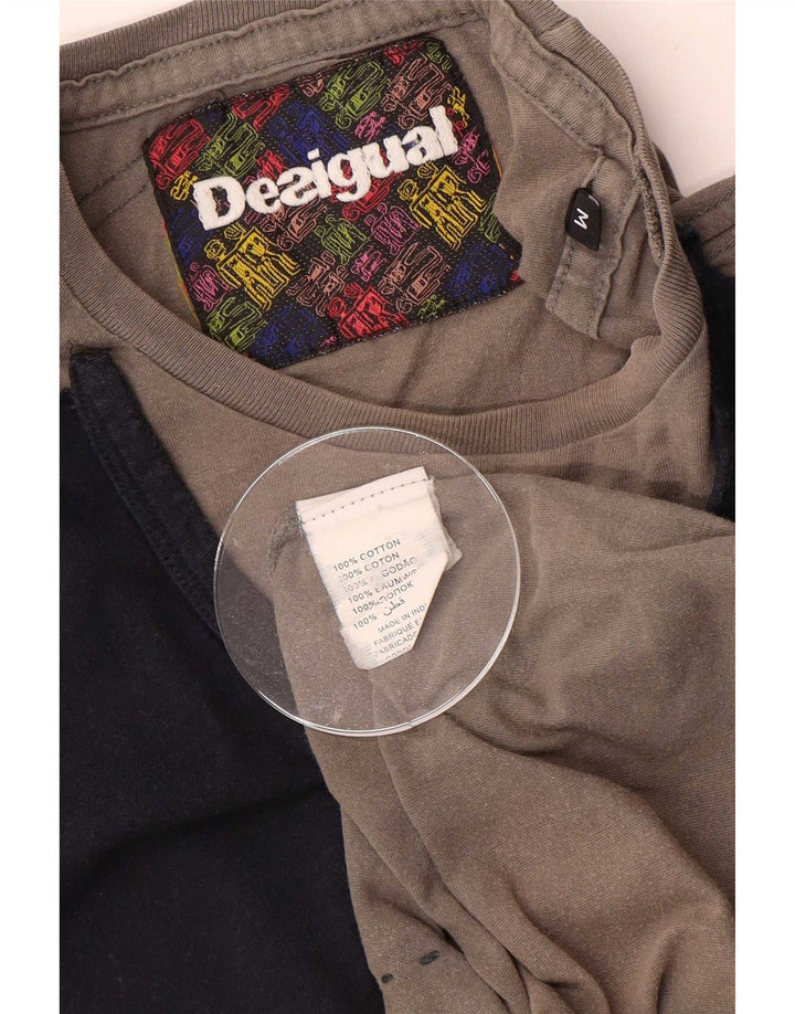 Desigual Herre T-Shirt Top Mellemgrå Colourblock Bomuld