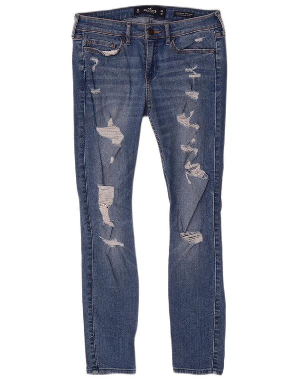 Hollister Dame Crop Lavtalje Crop Skinny Jeans W26 L26 Blå Bomuld