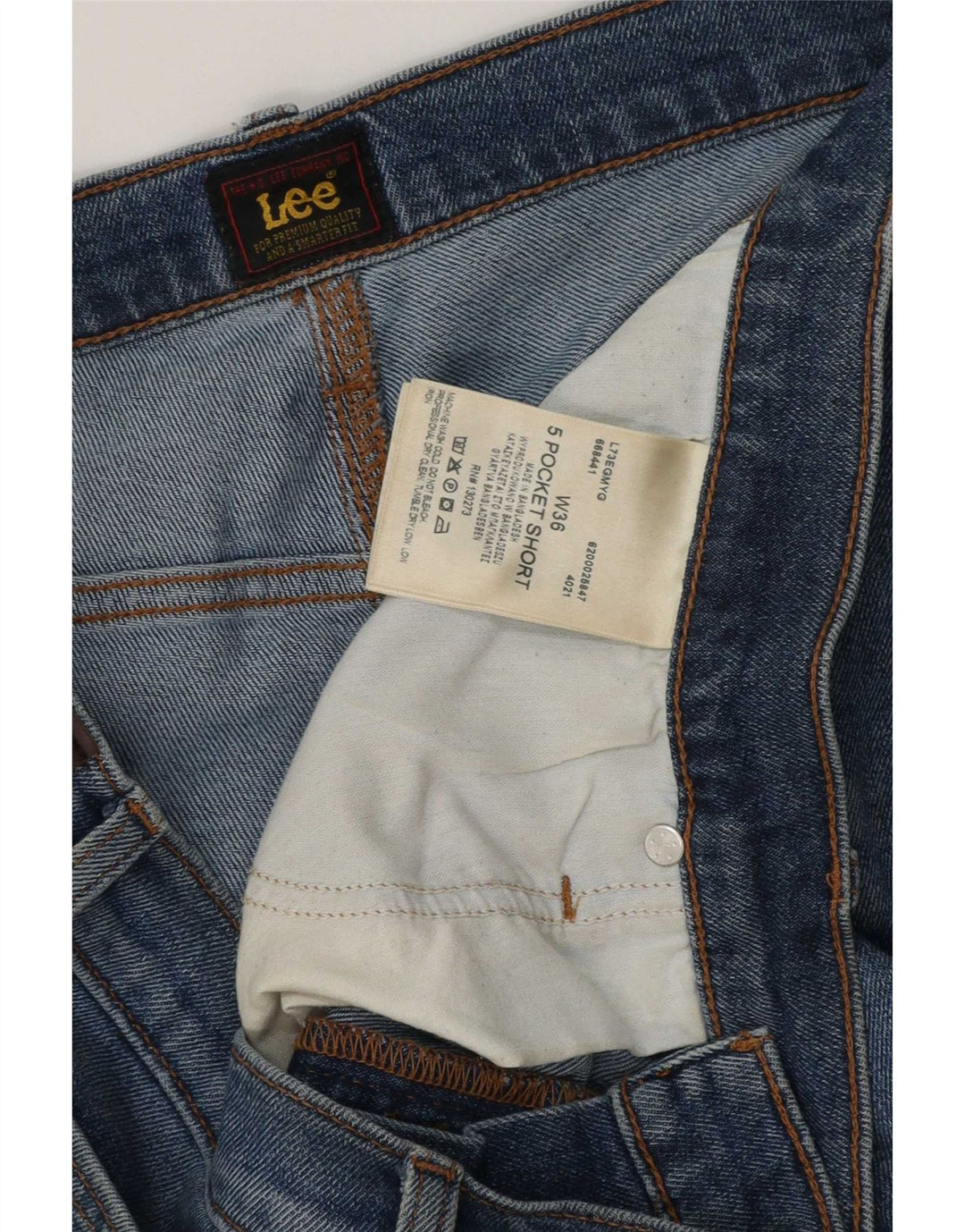Lee Herre 5-lommers korte denimshorts W36 Stor blå bomuld