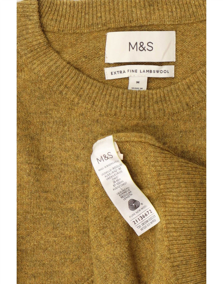 Marks & Spencer Herretrøjetrøje med rund hals, medium gul flækket uld