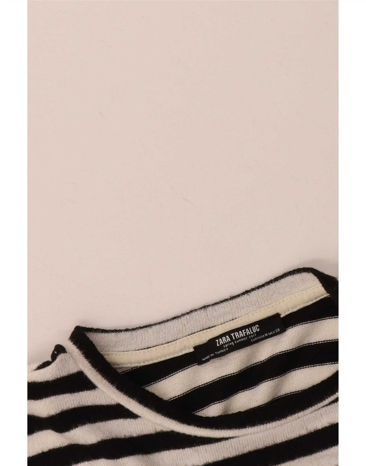 Zara Dame Oversized T-Shirt Top UK 14 Medium Sort Stribet