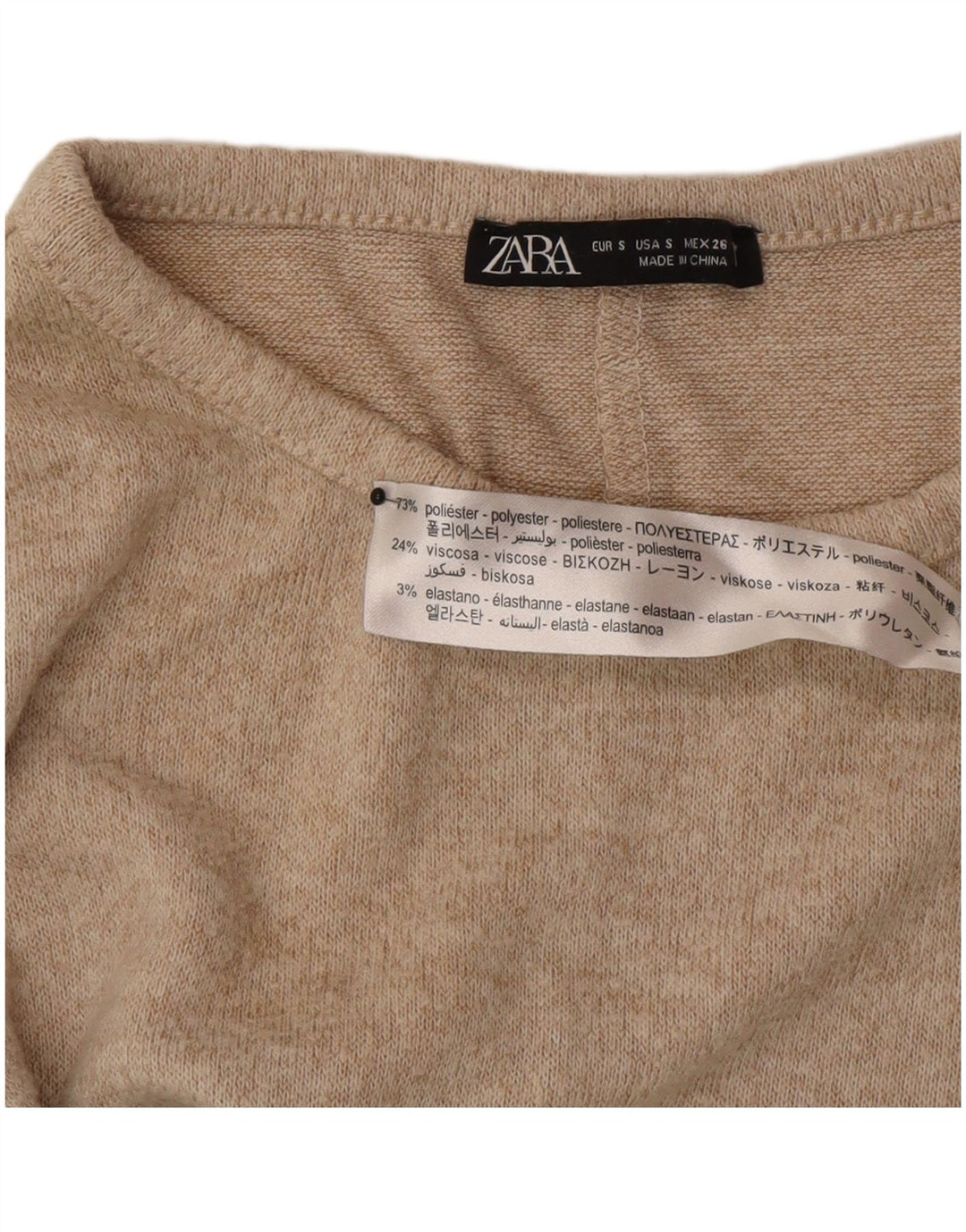 Zara Dame Jumper Dress UK 10 Small Beige Polyester