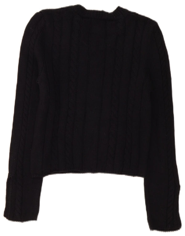 Zara Womens Crop V-hals sweater UK 10 Small Black