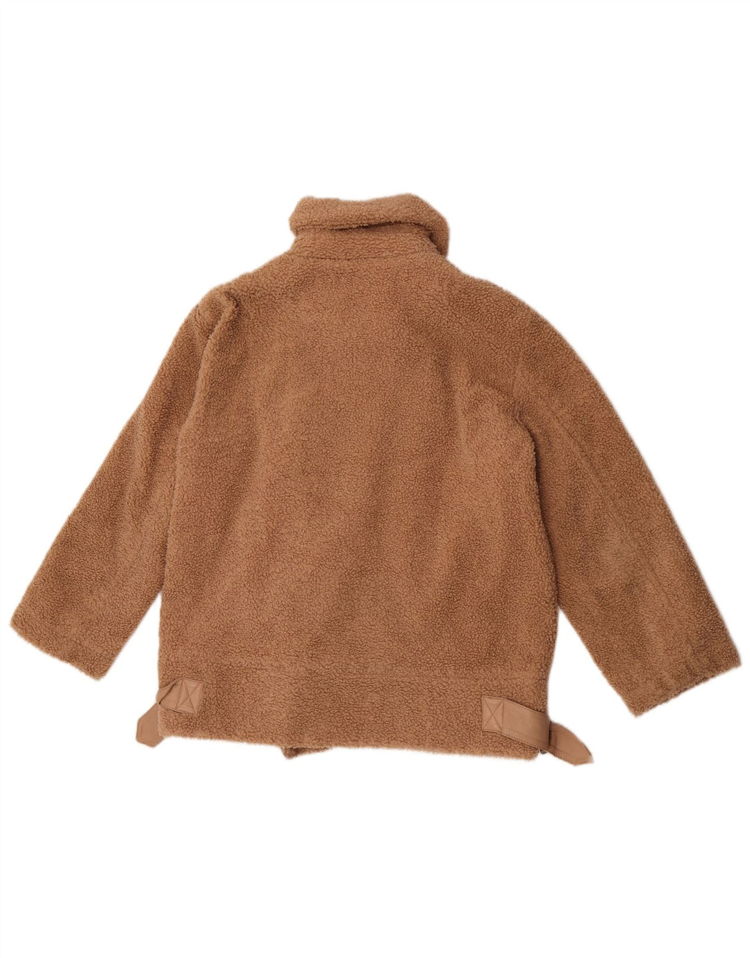 Topshop Dame Petite Teddy Bear Biker Jacket UK 10 Small Brown Polyester