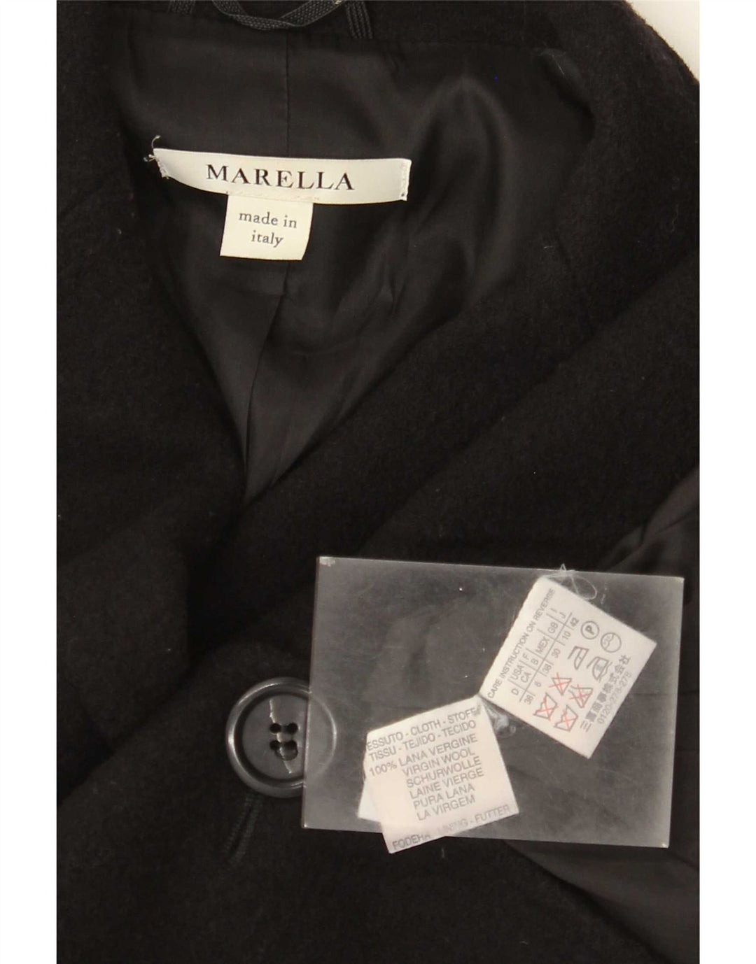 Marella Dame 2 Button Blazer Jacket UK 10 Small Black Wool