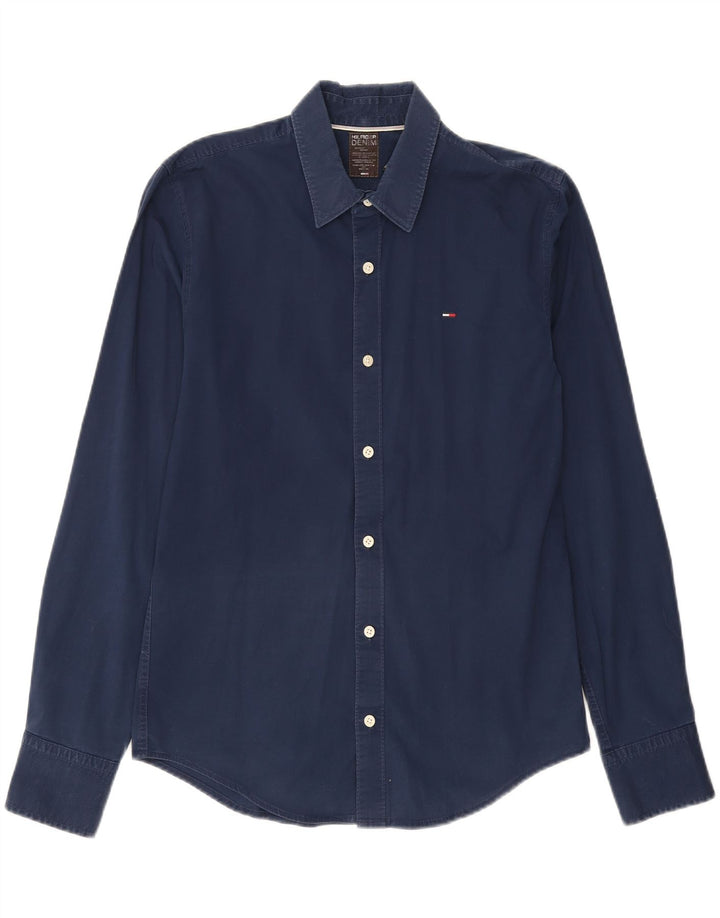 TOMMY HILFIGER Mens Shirt Medium Navy Blue Cotton Vintage Tommy Hilfiger and Second-Hand Tommy Hilfiger from Messina Hembry 