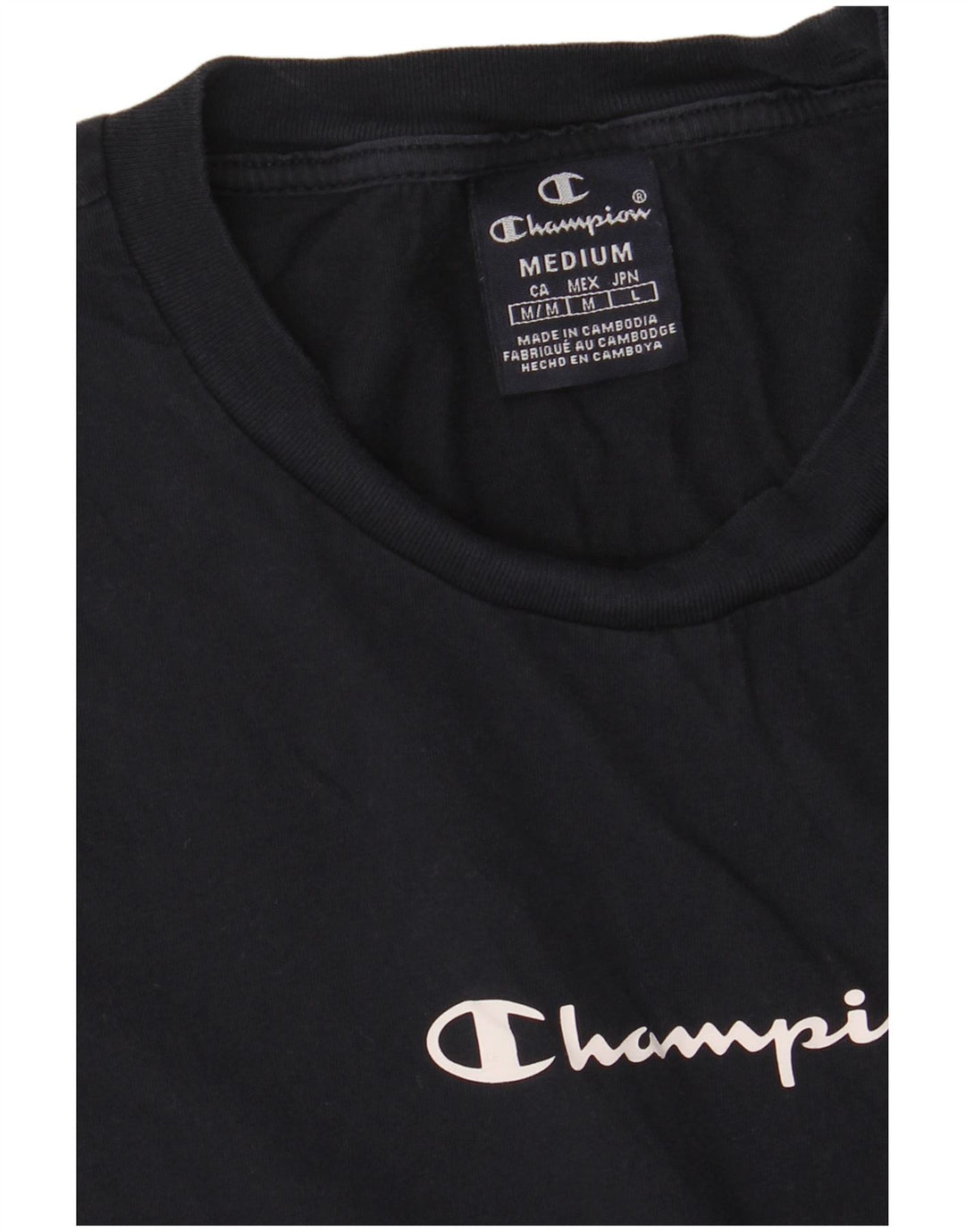 CHAMPION Kvinder grafisk T-shirt top UK 14 Medium Navy Blue Colourblock