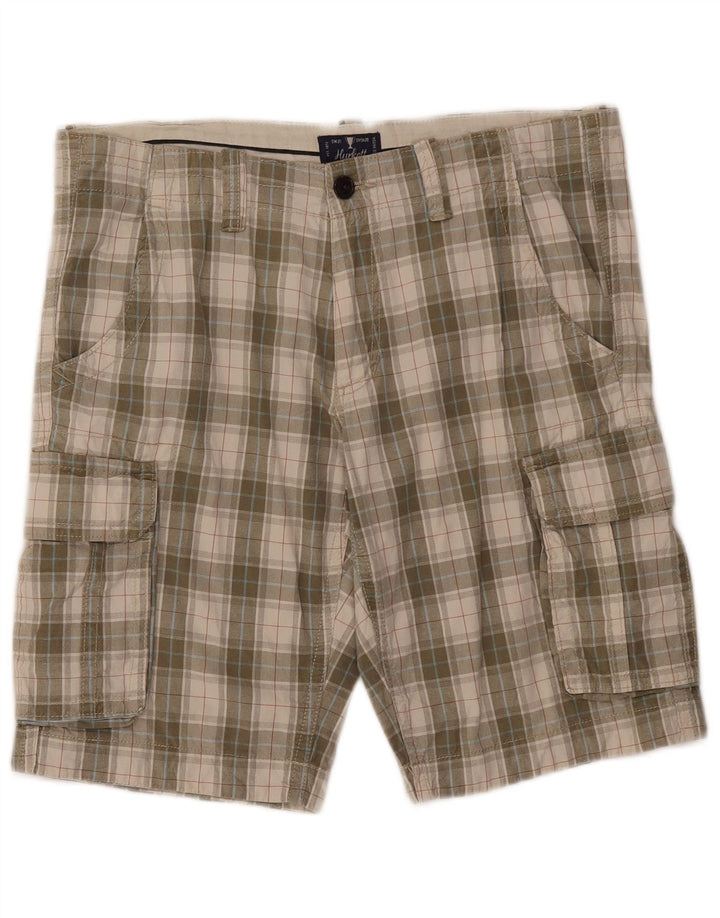 VINTAGE Herre Cargo Shorts IT 50 Large W38 Green Check