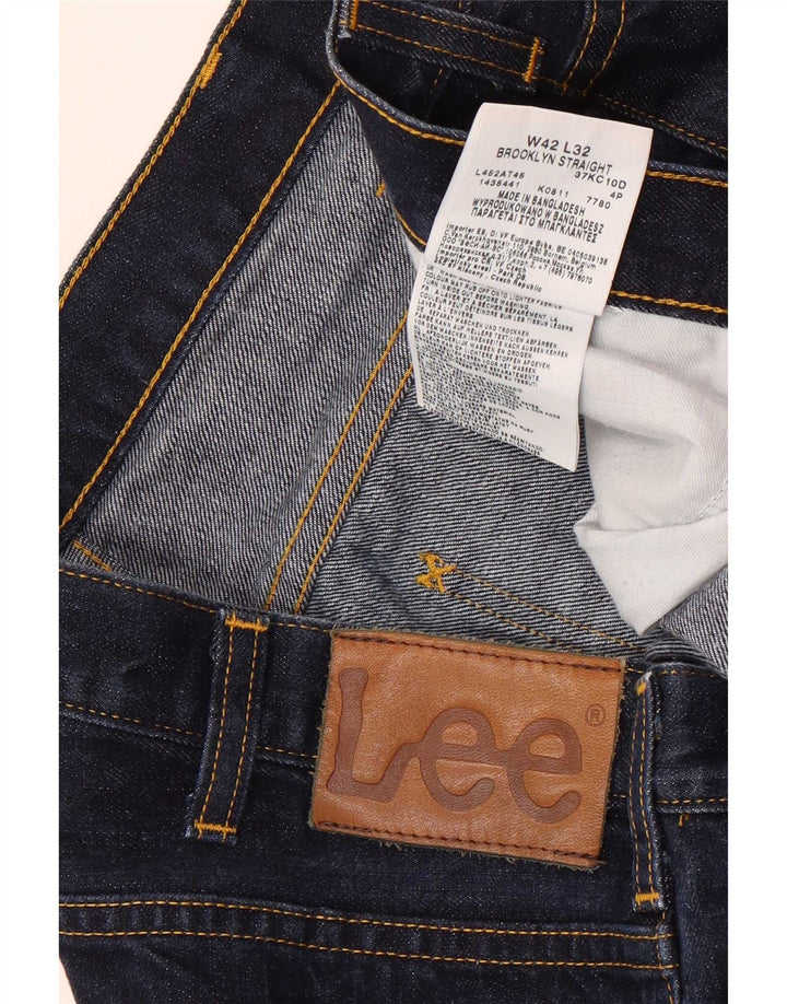 Lee Mens Brooklyn Straight Jeans W42 L32 Marineblå Bomuld