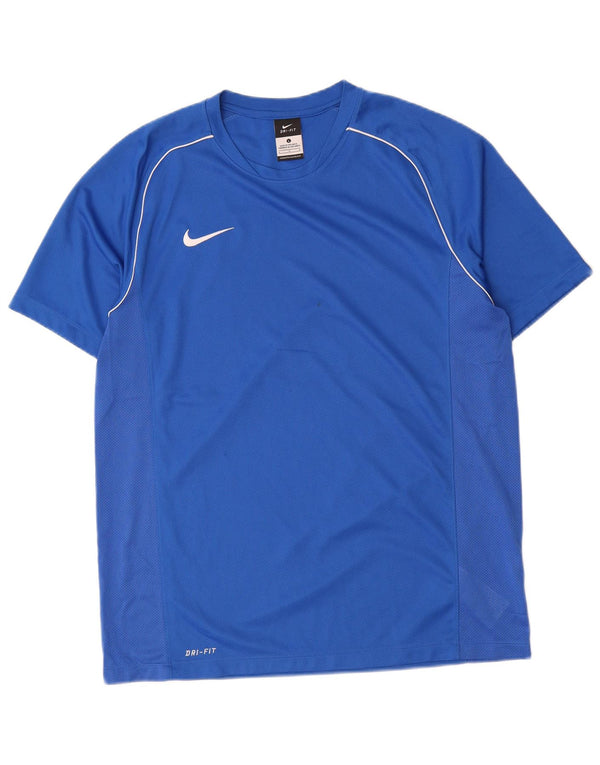 Nike Herre Dri Fit T-Shirt Top Stor Blå Polyester