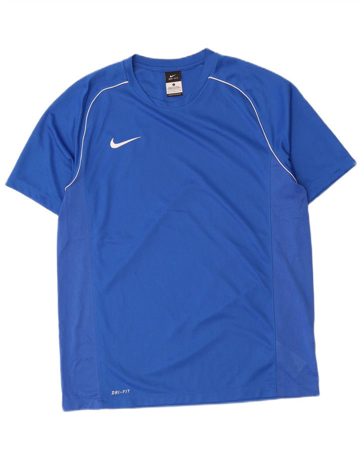 Nike Herre Dri Fit T-Shirt Top Stor Blå Polyester