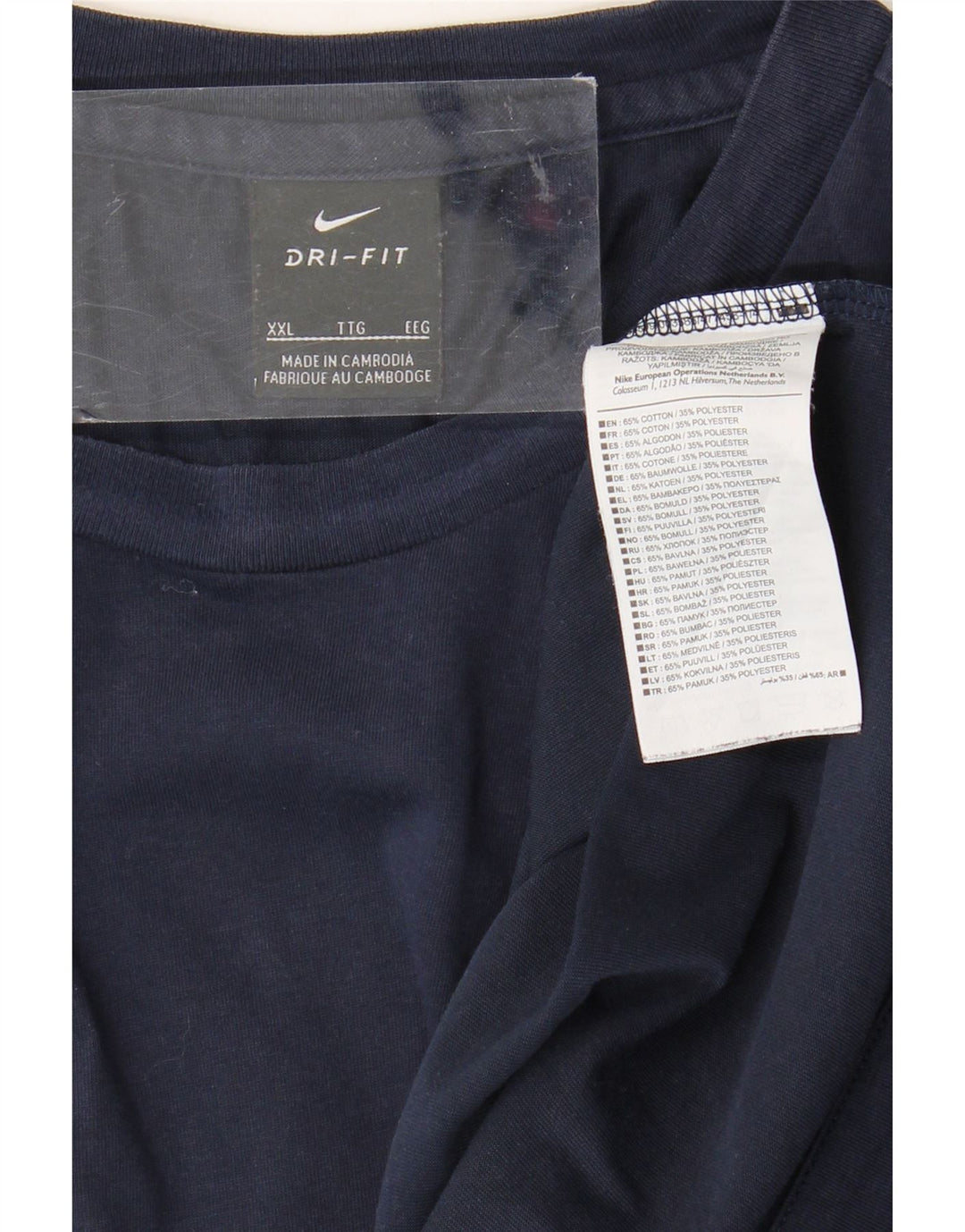 Nike herre Dri Fit T-shirt 2XL marineblå bomuld