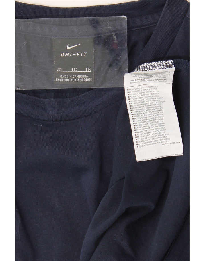 Nike herre Dri Fit T-shirt 2XL marineblå bomuld