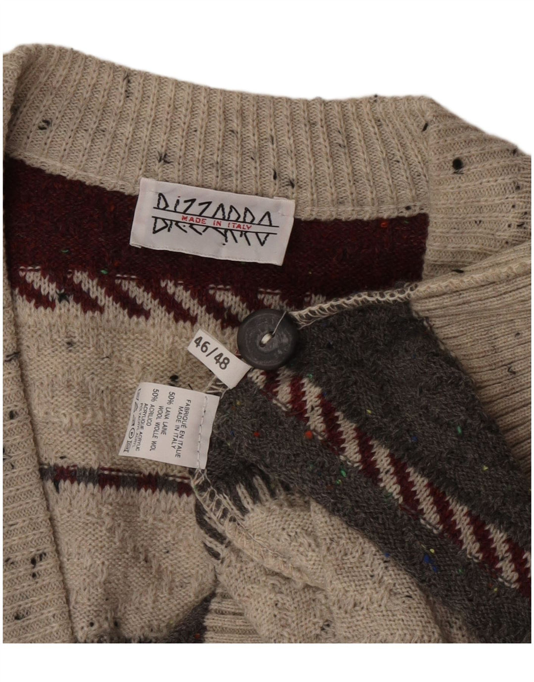Bizzarro herre cardigan sweater IT 46/48 Lille flerfarvet stribet uld