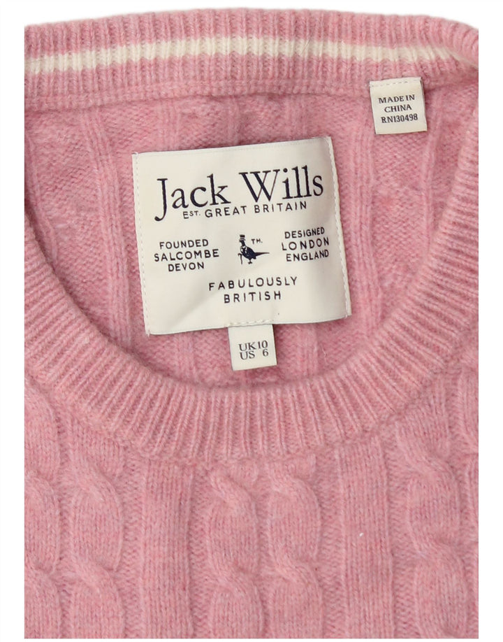 Jack Wills Dame Crew Neck Jumper Sweater UK 10 Small Pink