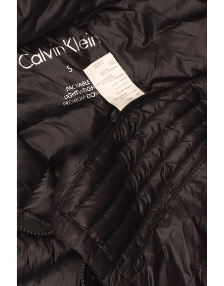 Calvin Klein, grafisk, polstret hættejakke til kvinder UK 10 Lille sort nylon