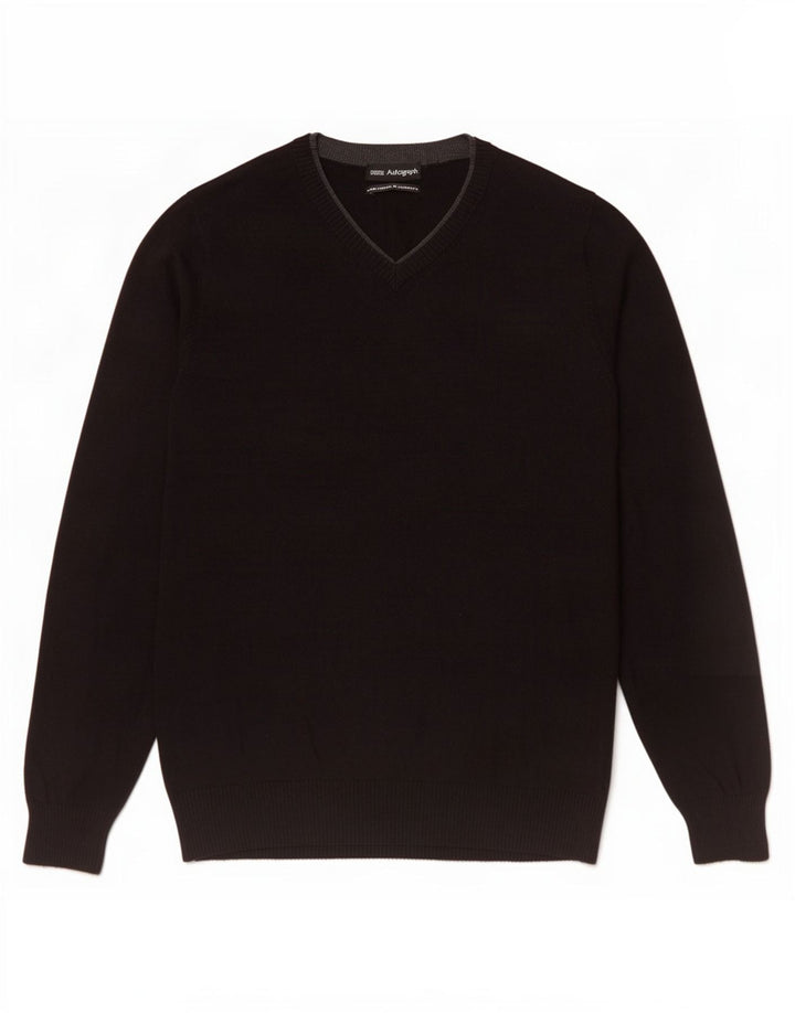 Marks & Spencer Herre Autograph V-hals sweater lille sort bomuld