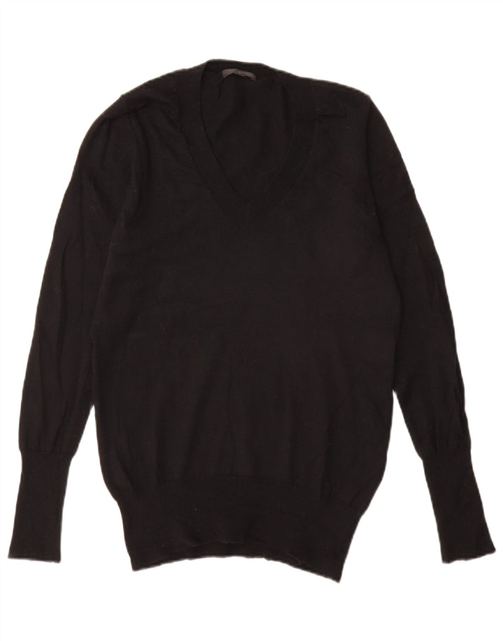 J. Crew Dame V-hals sweater UK 12 Medium Sort Merinould