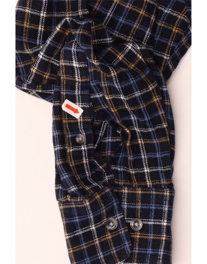 KINGFIELD Herre flannelskjorte Stor marineblå ternet bomuld