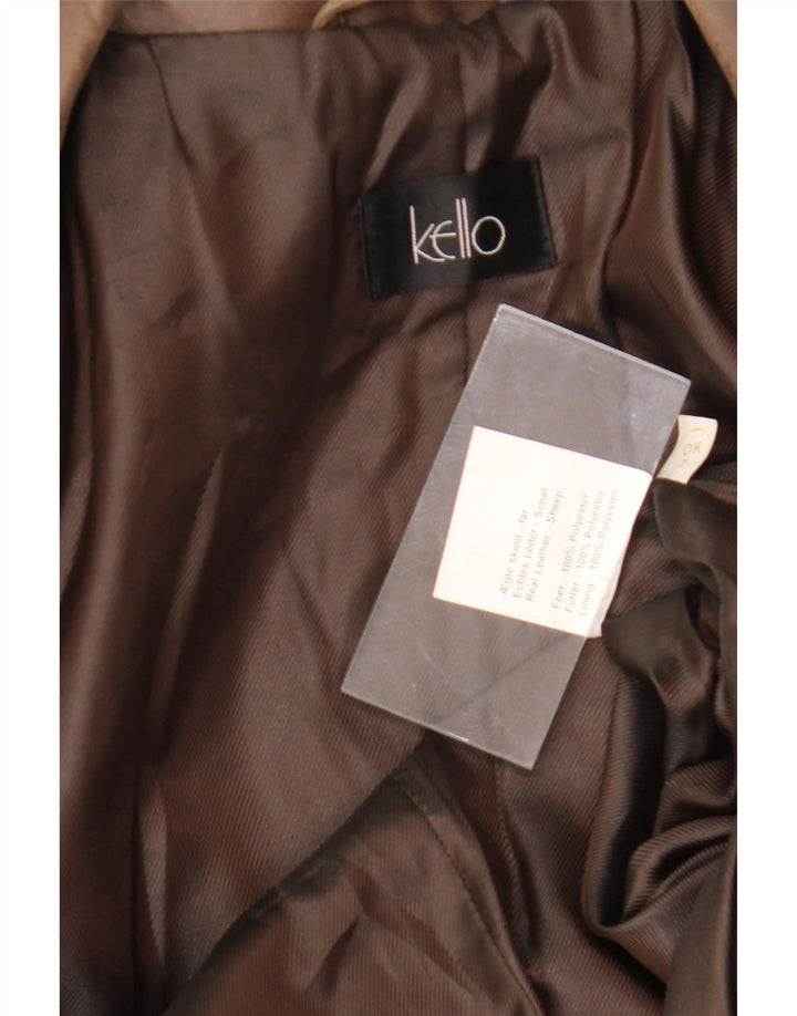 Kello Dame 1 Knap Læder Blazer Jakke UK 14 Medium Brun