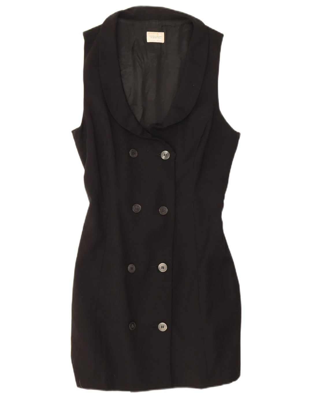 Benetton Dame Longline ærmeløs blazerjakke IT 44 Medium Sort