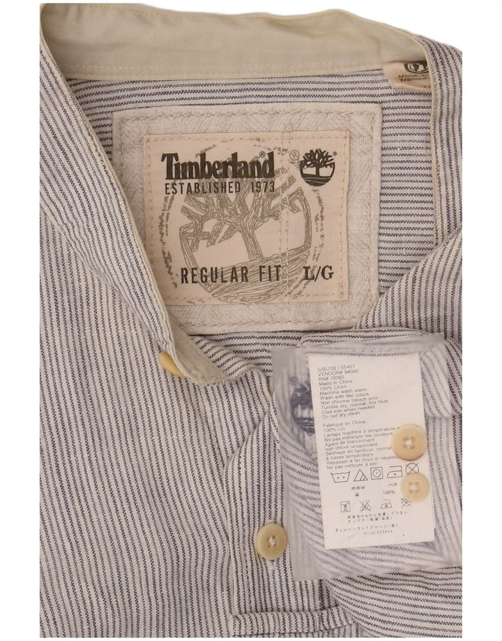TIMBERLAND Herre Regular Fit Skjorte Large Blue Pinstripe Linen