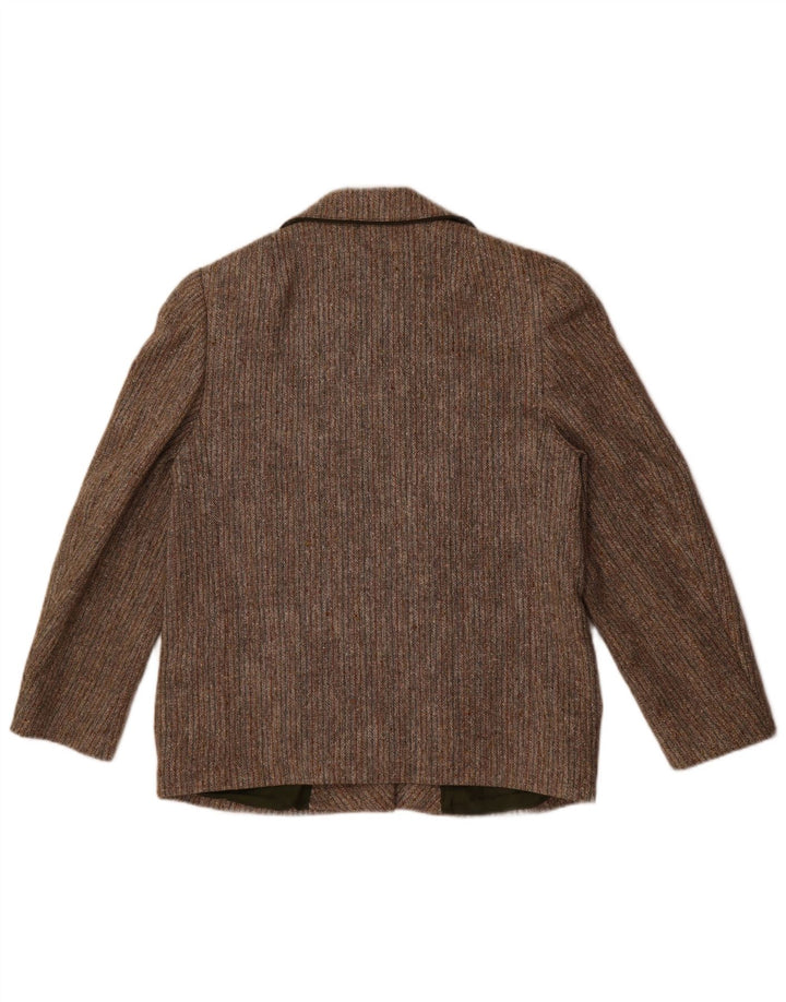 Vintage dame 3-knaps blazerjakke UK 14 Mellem grå stribet uld