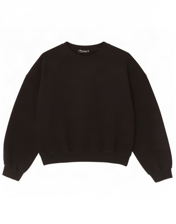 Zara Womens Crop 3/4 ærmet oversize sweatshirt trøje UK 10 Small Black