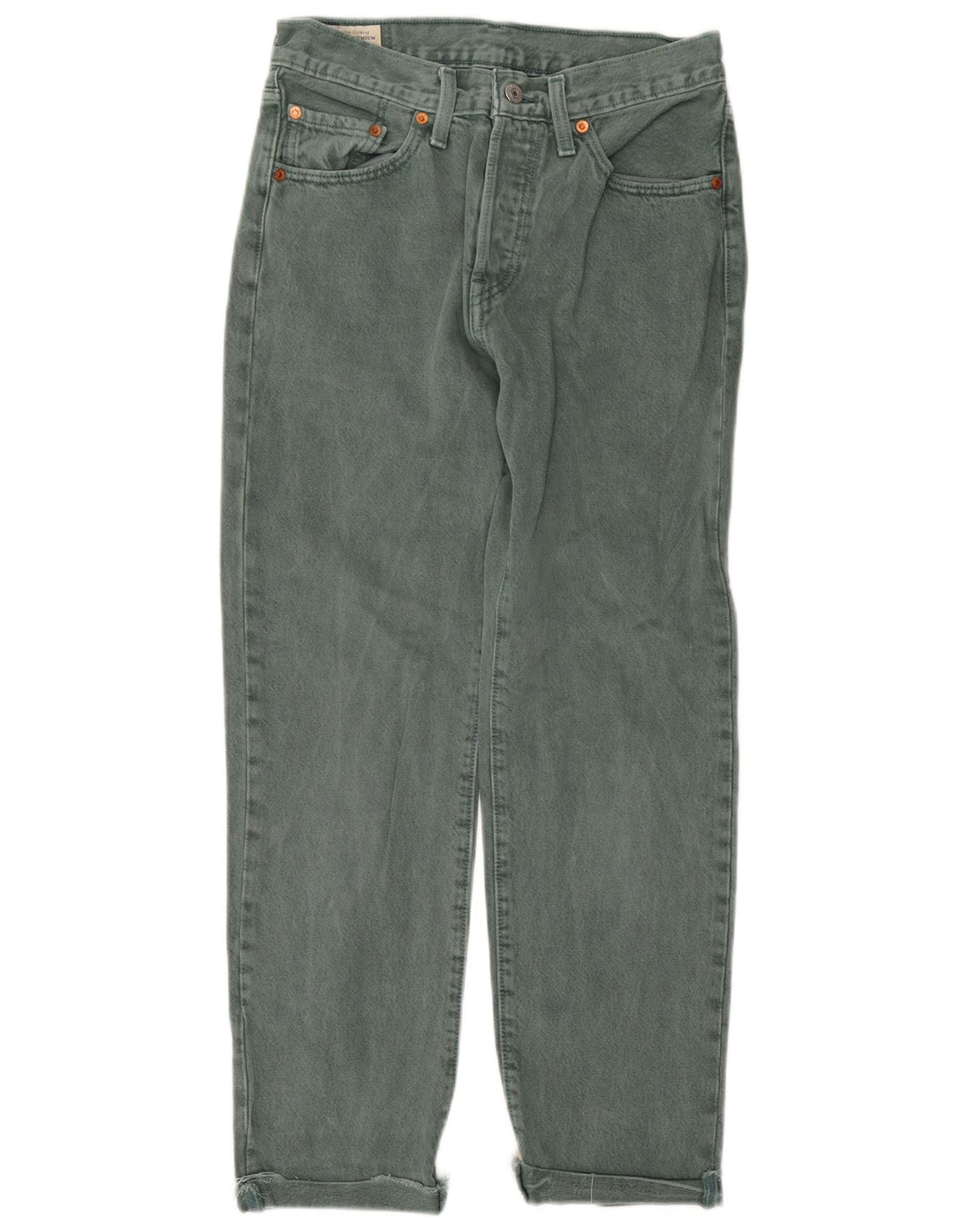 LEVI'S Dame 501 Straight Jeans W27 L28 Grøn Bomuld
