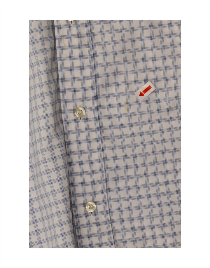 LACOSTE Mens Short Sleeve Shirt Size 45 XL Blue Check Cotton