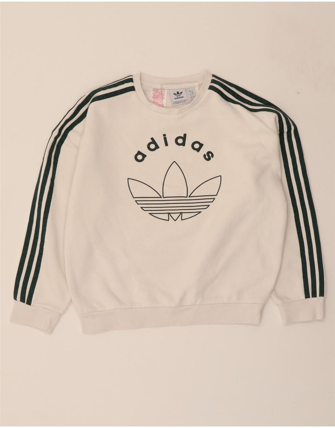 ADIDAS Boys Graphic Sweatshirt Jumper 9-10 Years White Cotton Vintage Adidas and Second-Hand Adidas from Messina Hembry 