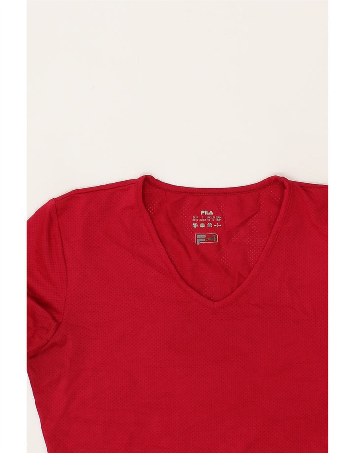 FILA Womens Top Long Sleeve UK 10 Small Red Polyester Vintage Fila and Second-Hand Fila from Messina Hembry 