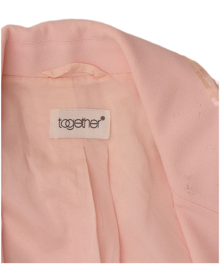 TOGETHER Dame 1-knaps blazerjakke UK 12 Medium Pink Polyester