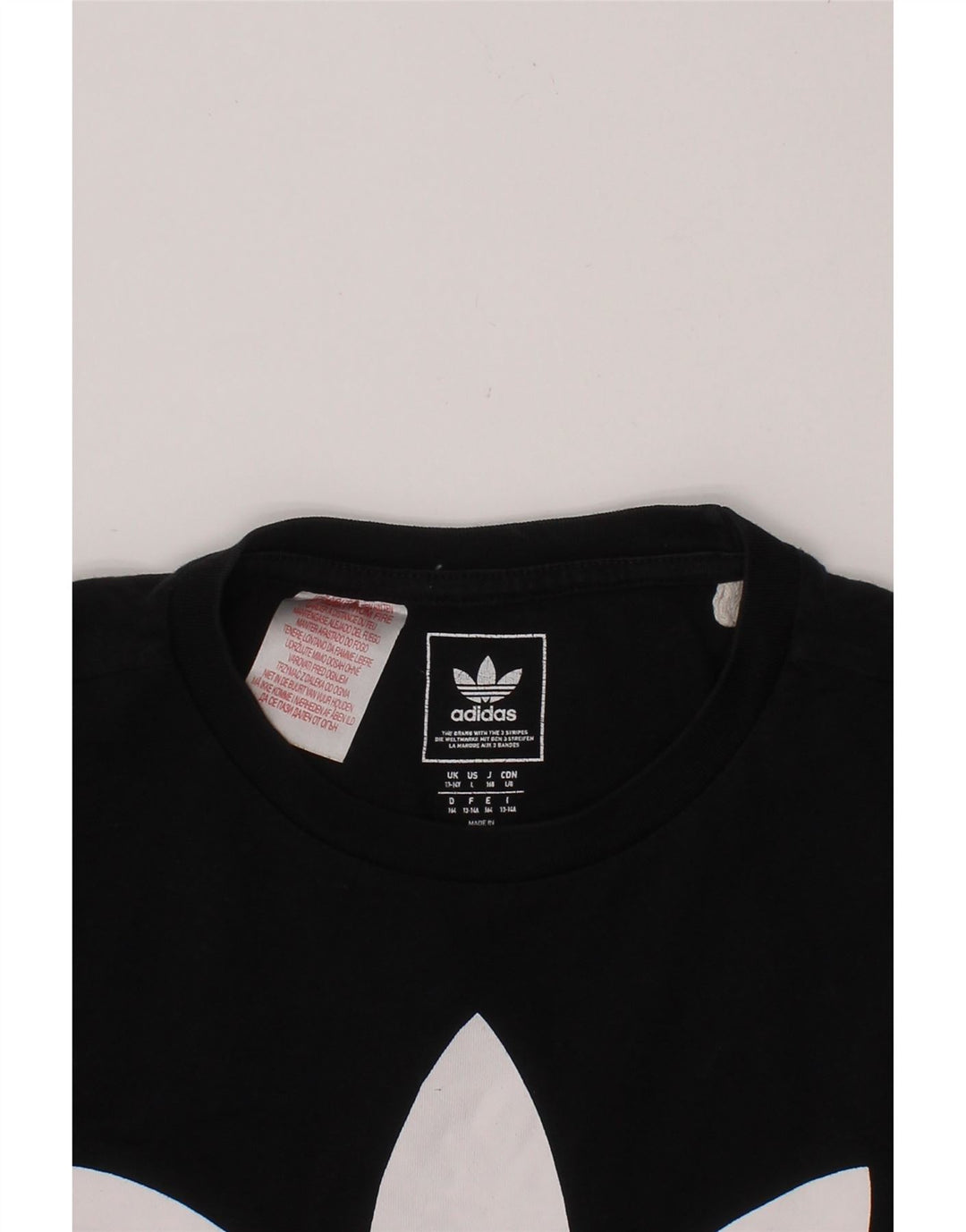 ADIDAS Boys Graphic T-Shirt Top 13-14 Years Black Vintage Adidas and Second-Hand Adidas from Messina Hembry 