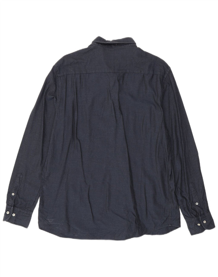 Massimo Dutti Herre Flanellskjorte XL Navyblå Bomuld