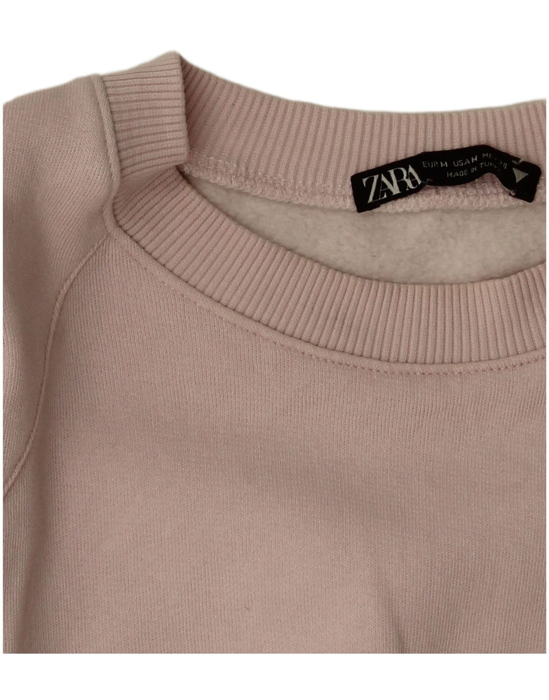 Zara Womens Crop Oversized Sweatshirt Jumper UK 14 Medium Pink Bomuld