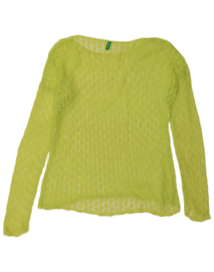 Benetton Dame Se Through Top Langærmet UK 16 Large Green