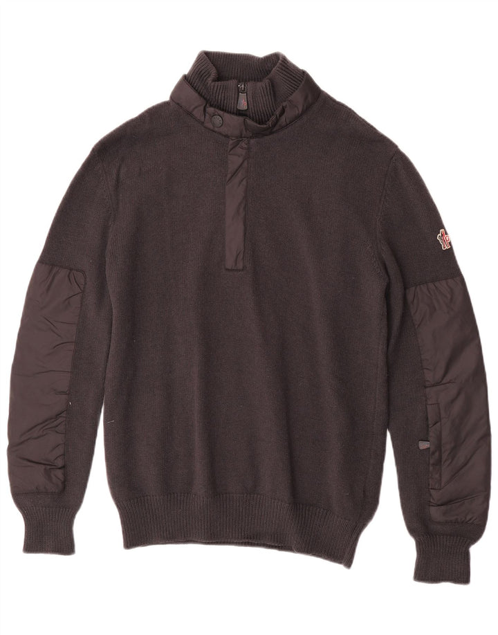 Moncler Herre Zip Neck Jumper Sweater Stor Grå Uld