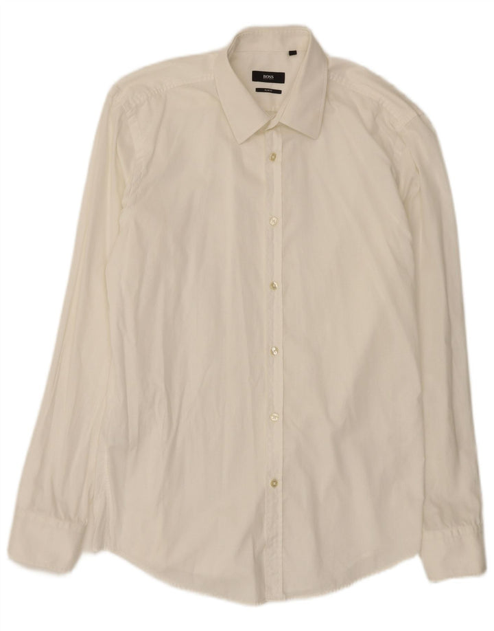Hugo Boss Herre Slim Fit Skjorte Størrelse 41 16 Stor Hvid Bomuld
