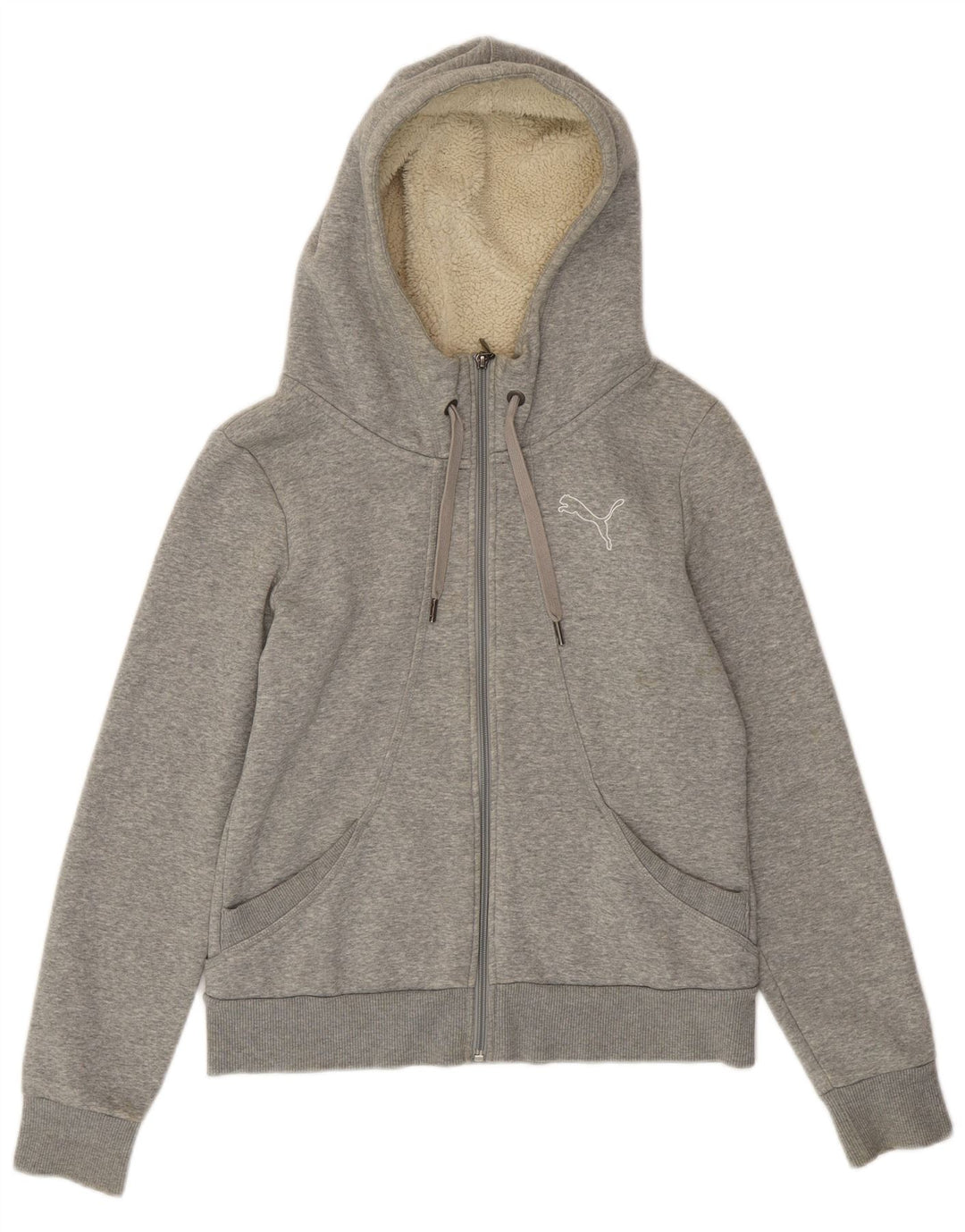 PUMA hættetrøje med lynlås til kvinder UK 12 Medium Grey Flecked