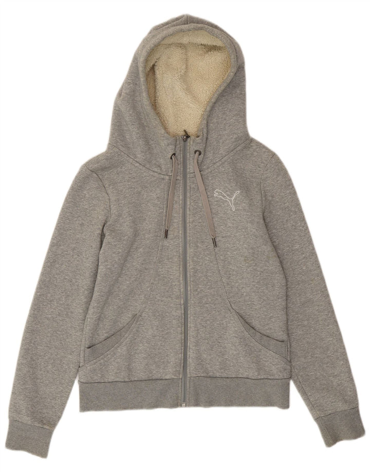 PUMA hættetrøje med lynlås til kvinder UK 12 Medium Grey Flecked